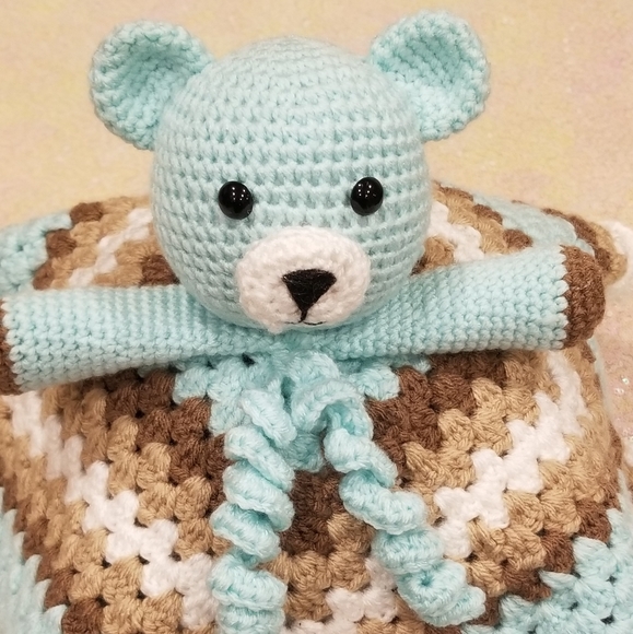 Crochet Lovey Teddy Bear Blanket - Picture 6 of 11